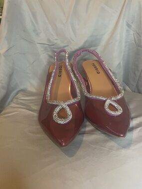 torrid mauve patent rhinestone slingback heels